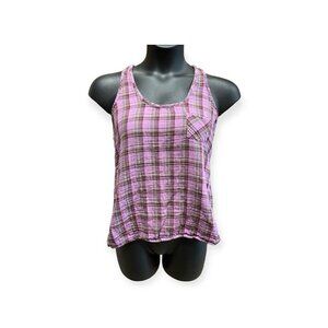 Y2K Purple Plaid Racerback Tank Top Size MEDIUM by Route 66